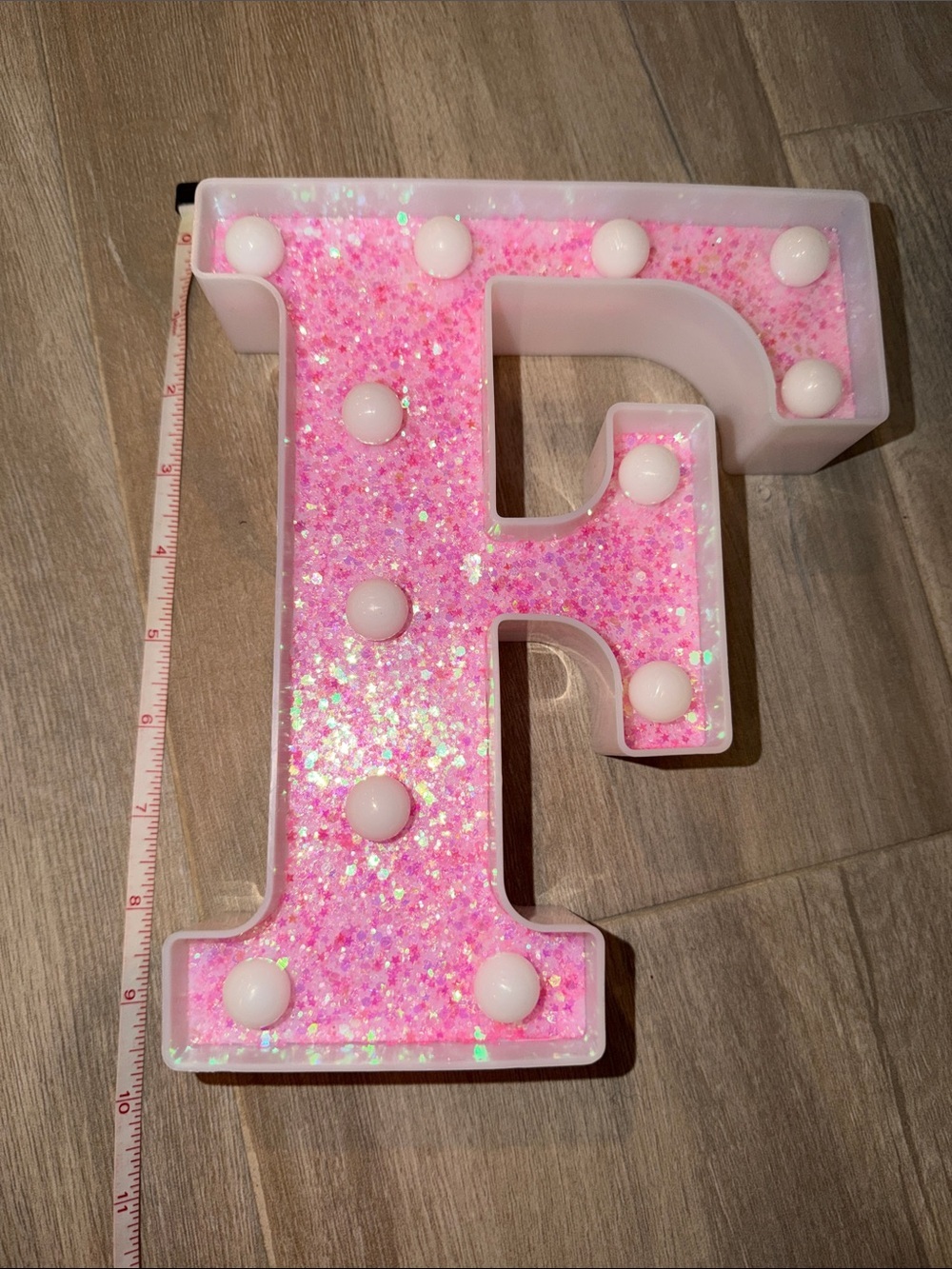 Pink Glitter Letter "F" Marquee Light